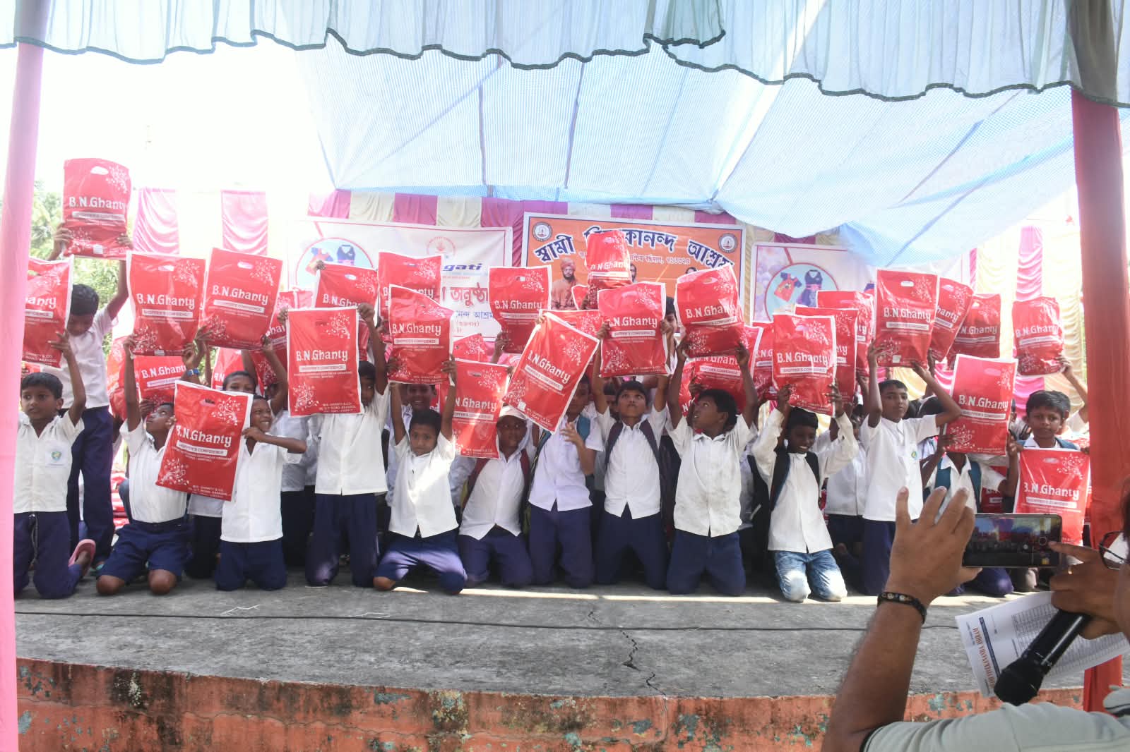 Volunteers at a charity drive