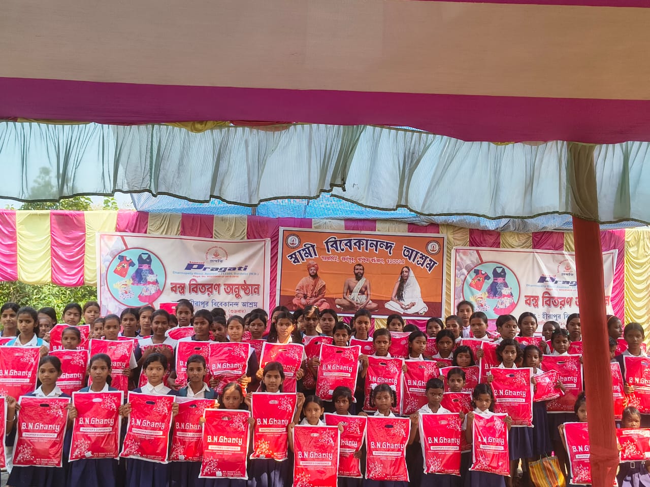 Volunteers at a charity drive