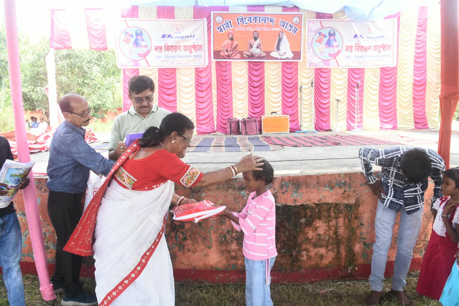 Volunteers at a charity drive