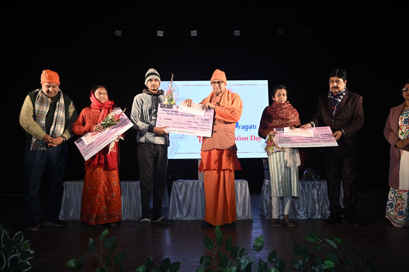 Volunteers at a charity drive