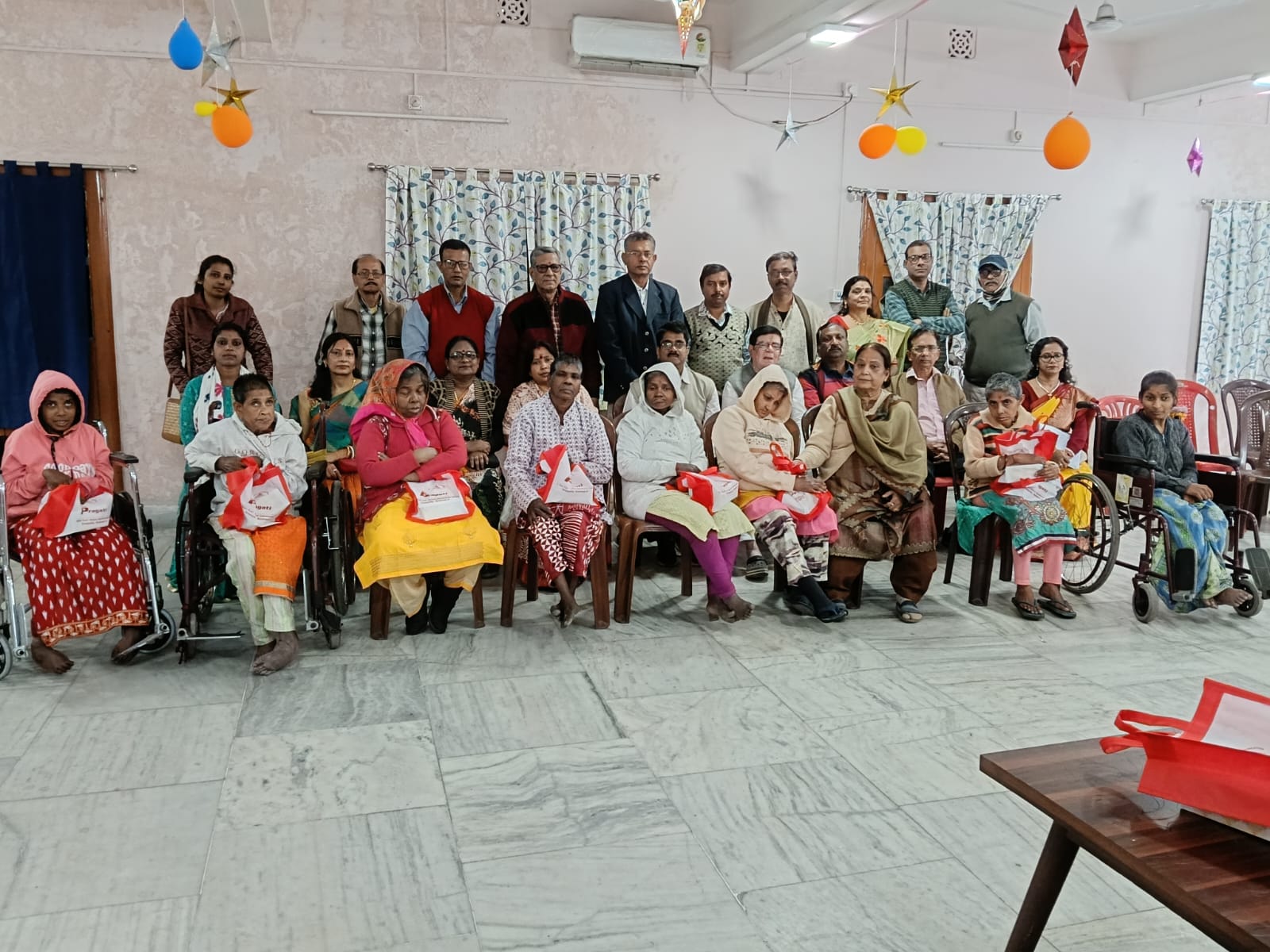 Volunteers at a charity drive