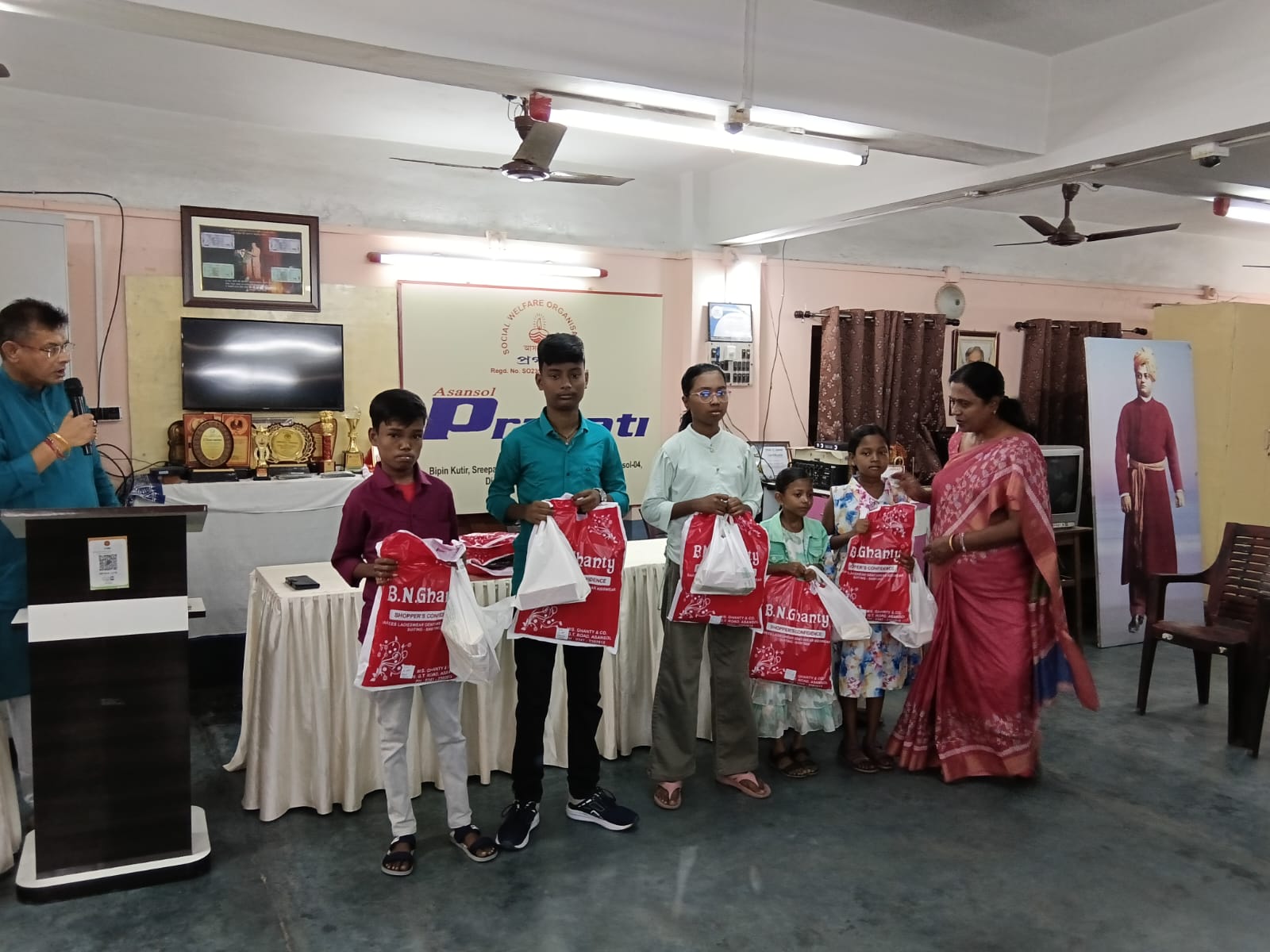 Volunteers at a charity drive
