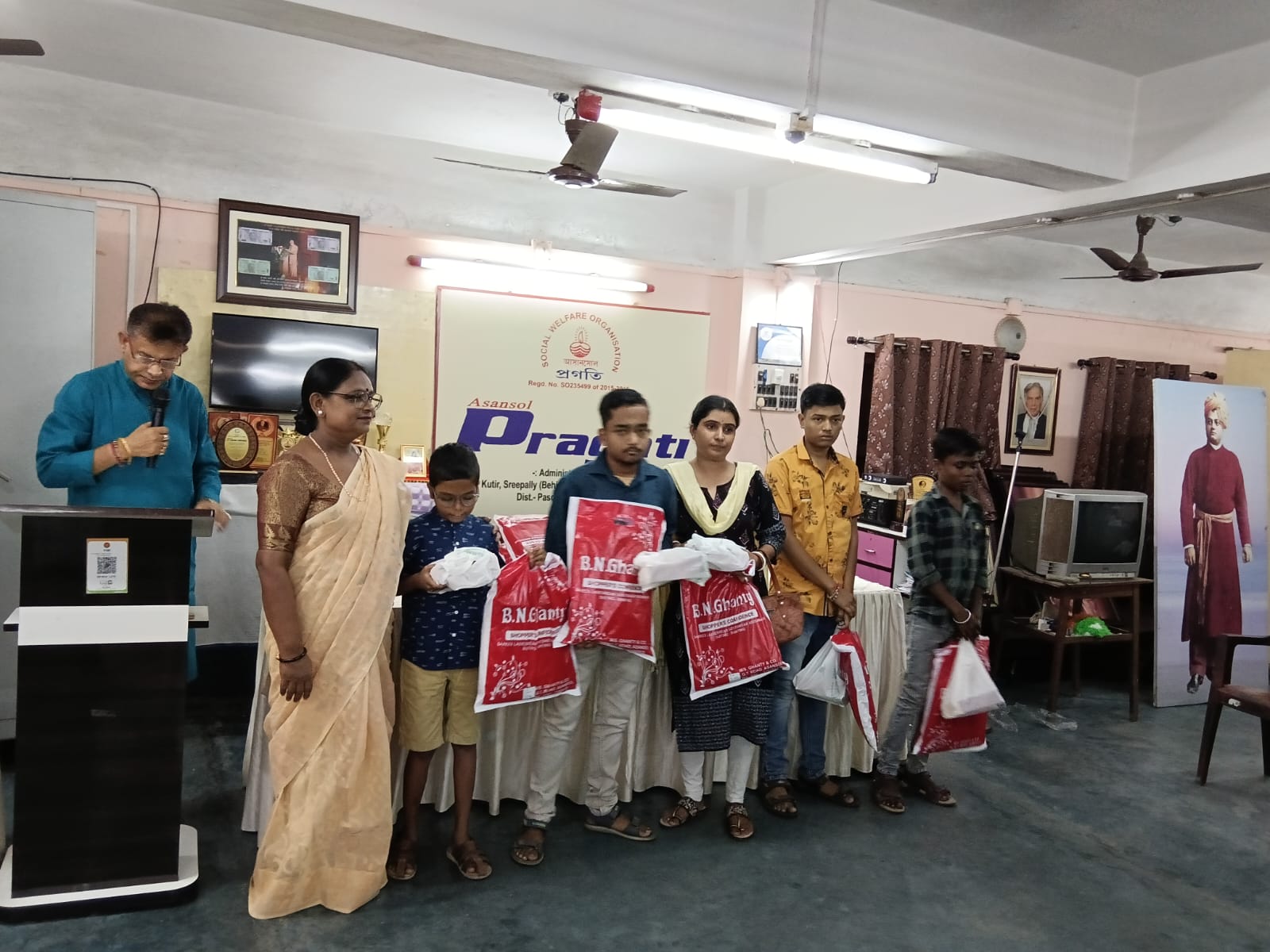 Volunteers at a charity drive