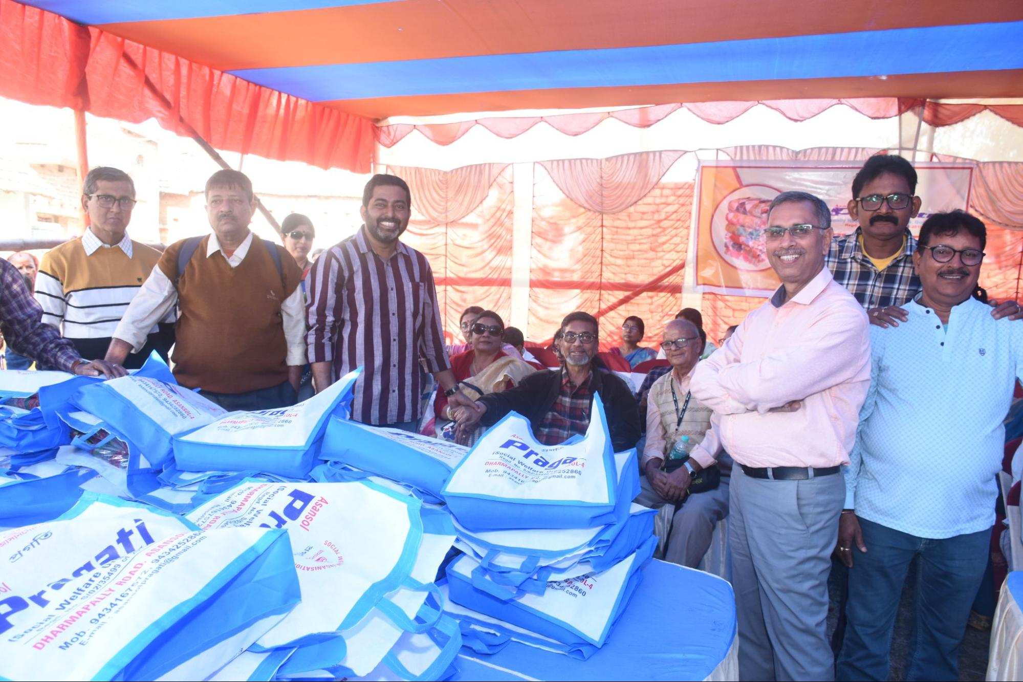 Volunteers at a charity drive