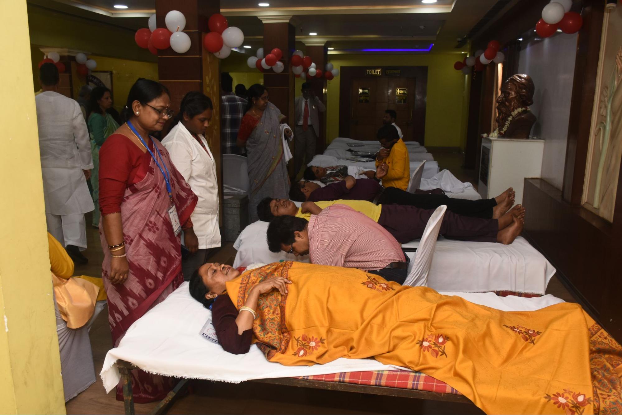 Volunteers at a charity drive