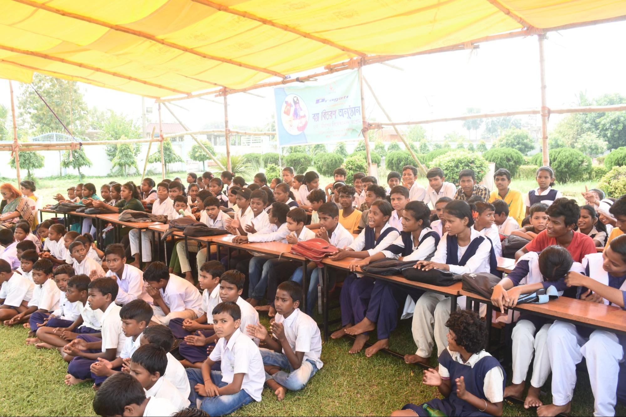 Volunteers at a charity drive